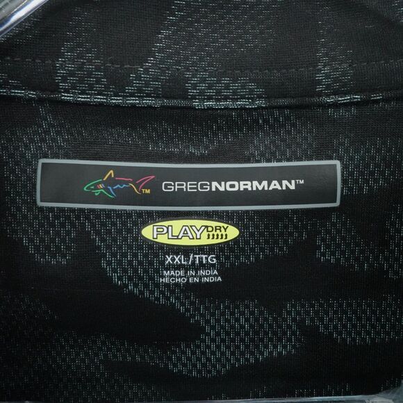 Greg Norman Shirt Mens XXL 2XL Black All Over Shark Print Golf Performance - Picture 3 of 10